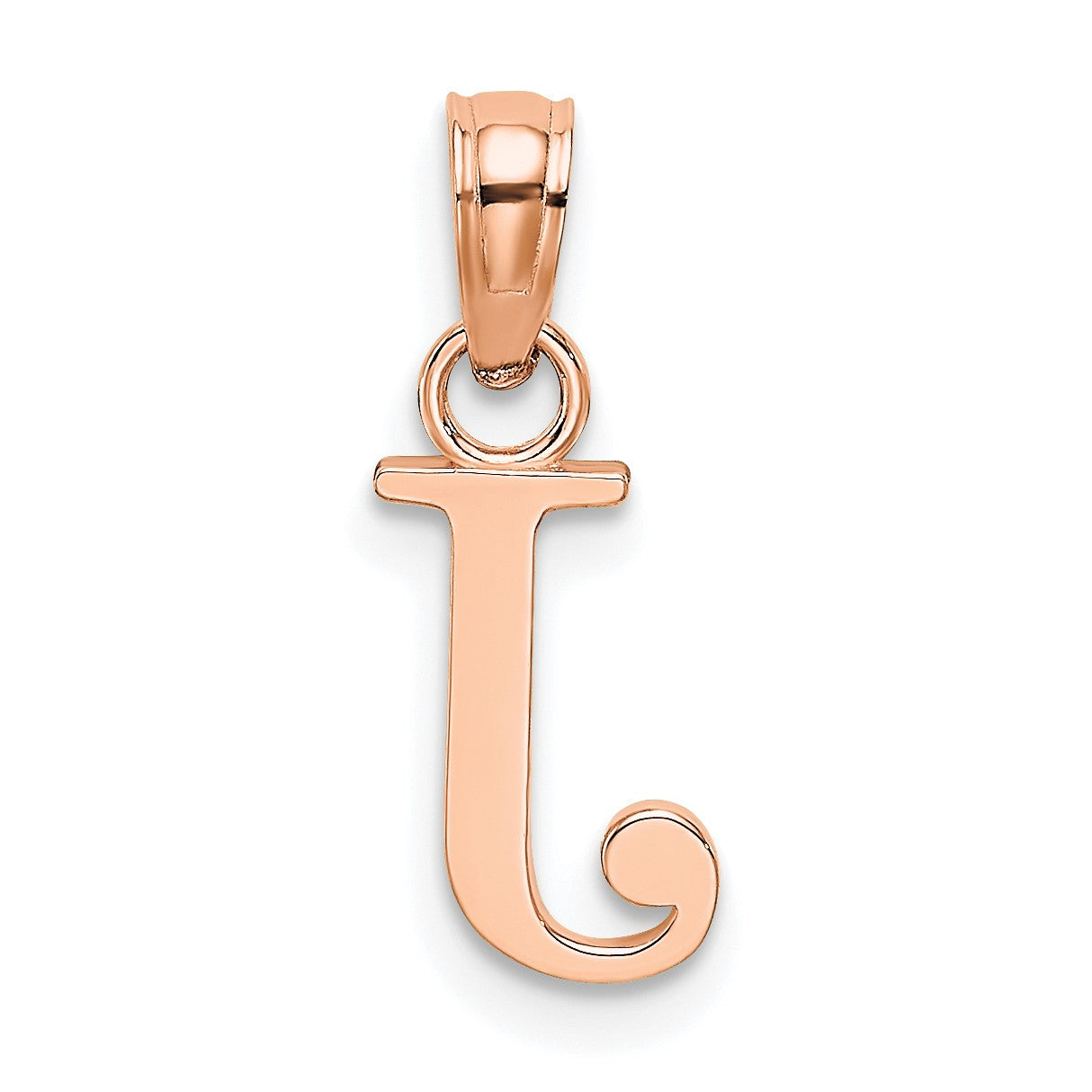 14K Rose Gold Polished Block Letter J Initial Pendant
