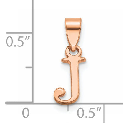 14K Rose Gold Polished Block Letter J Initial Pendant