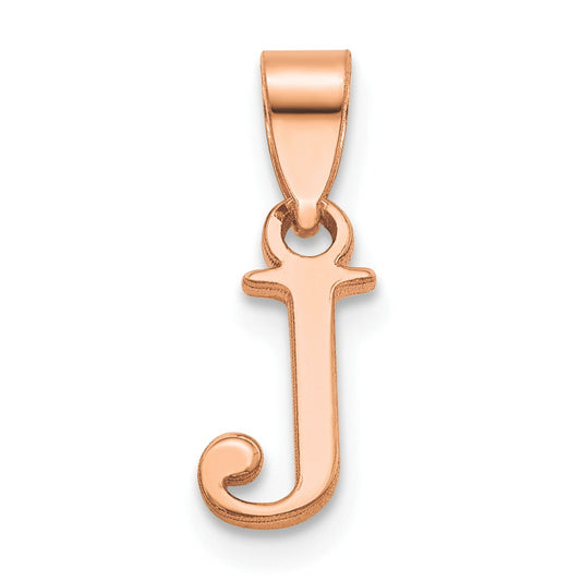14K Rose Gold Polished Block Letter J Initial Pendant