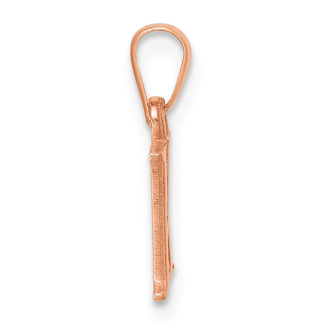 14K Rose Gold Polished Block Letter K Initial Pendant