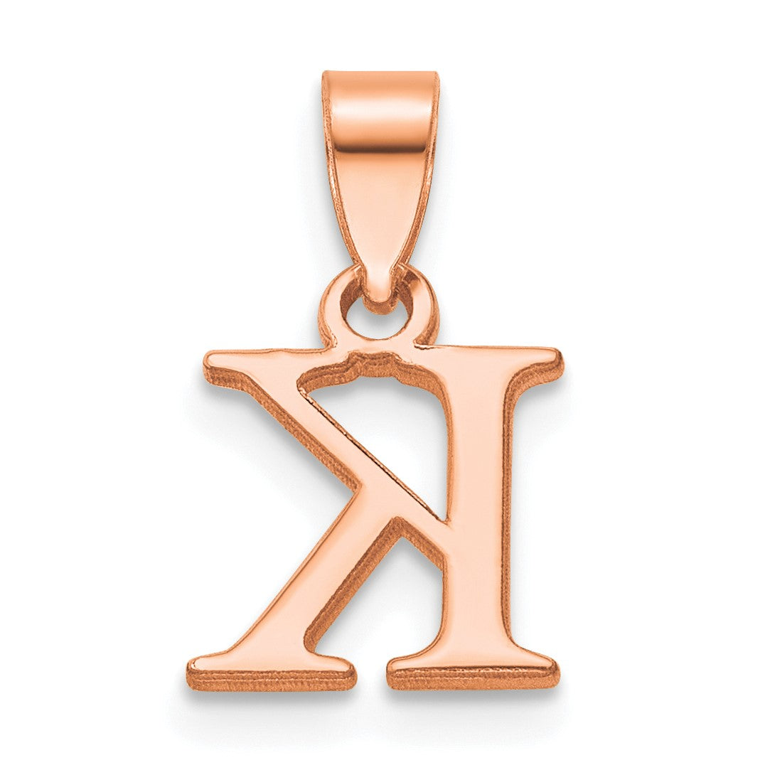 14K Rose Gold Polished Block Letter K Initial Pendant