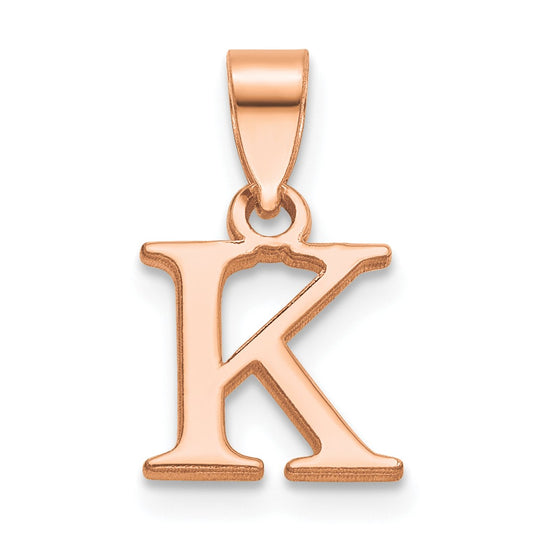 14K Rose Gold Polished Block Letter K Initial Pendant