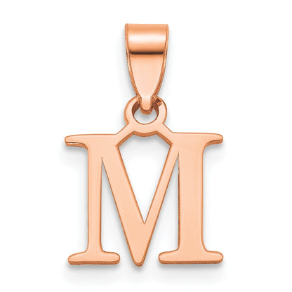 14K Rose Gold Polished Block Letter M Initial Pendant