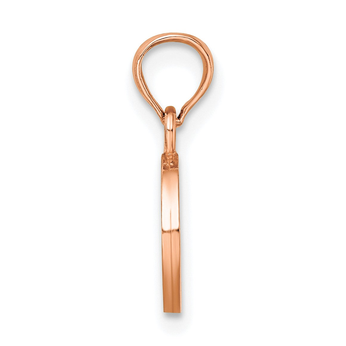 14K Rose Gold Polished Block Letter O Initial Pendant