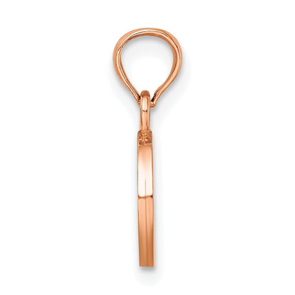 14K Rose Gold Polished Block Letter O Initial Pendant