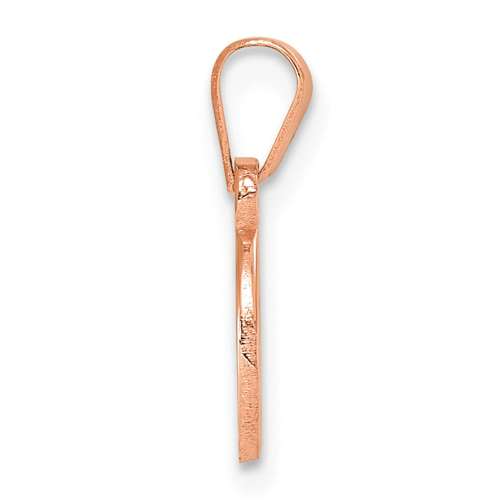 14K Rose Gold Polished Block Letter O Initial Pendant