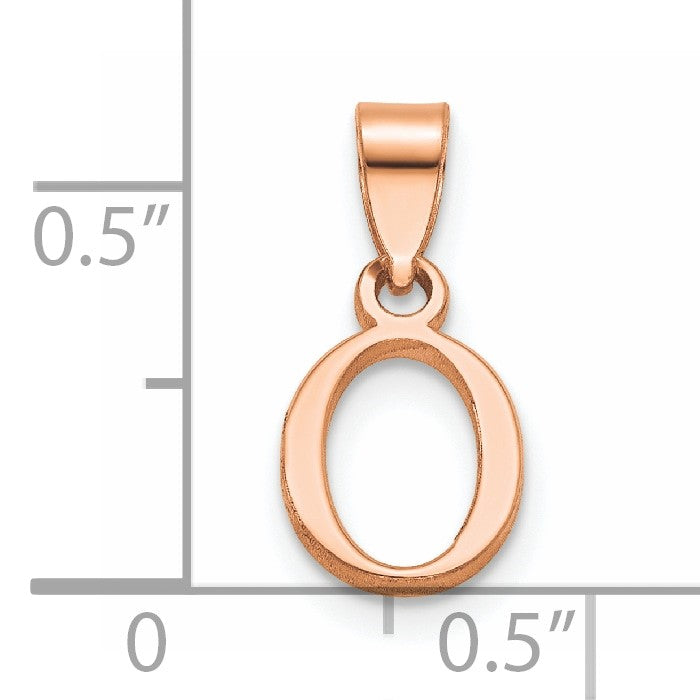 14K Rose Gold Polished Block Letter O Initial Pendant