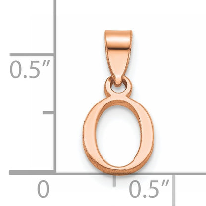 14K Rose Gold Polished Block Letter O Initial Pendant