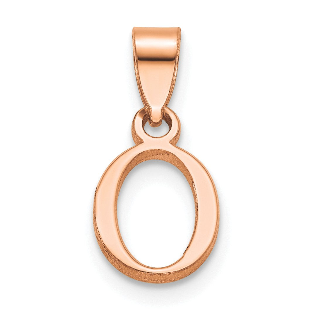 14K Rose Gold Polished Block Letter O Initial Pendant