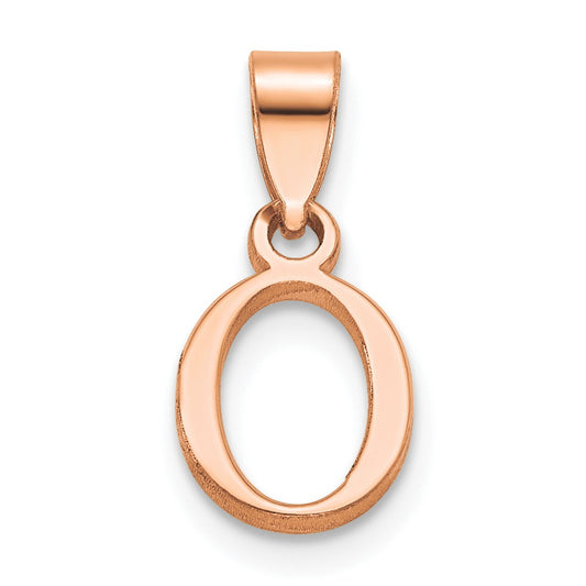 14K Rose Gold Polished Block Letter O Initial Pendant