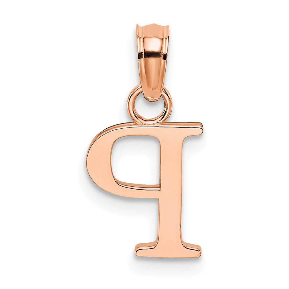 14K Rose Gold Polished Block Letter P Initial Pendant