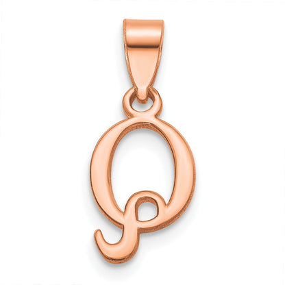 14K Rose Gold Polished Block Letter Q Initial Pendant