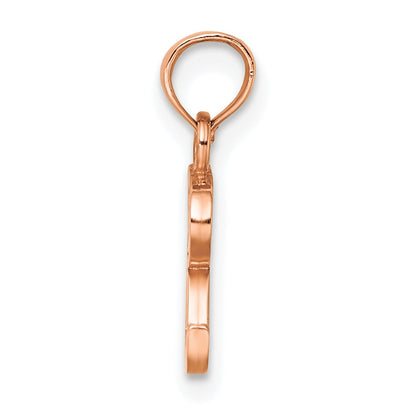 14K Rose Gold Polished Block Letter R Initial Pendant
