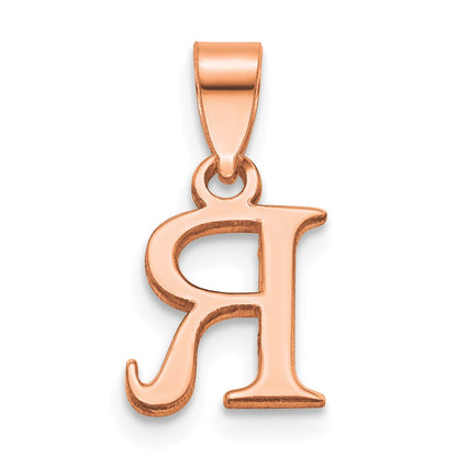 14K Rose Gold Polished Block Letter R Initial Pendant