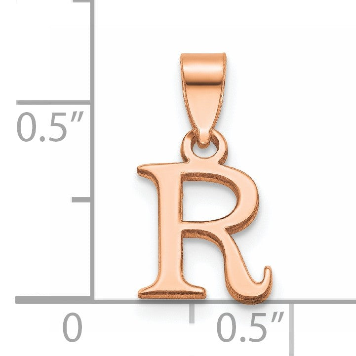 14K Rose Gold Polished Block Letter R Initial Pendant