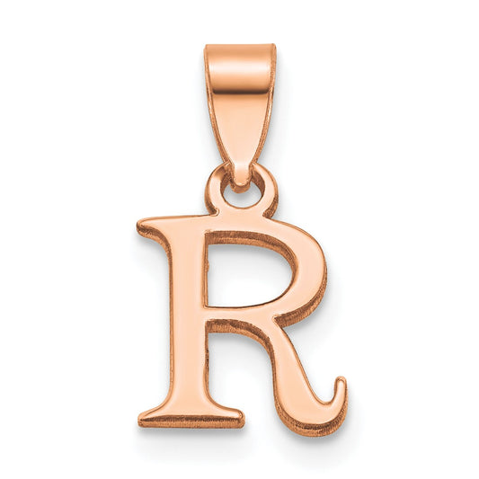 14K Rose Gold Polished Block Letter R Initial Pendant