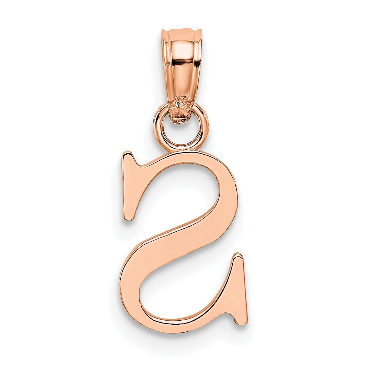 14K Rose Gold Polished Block Letter S Initial Pendant