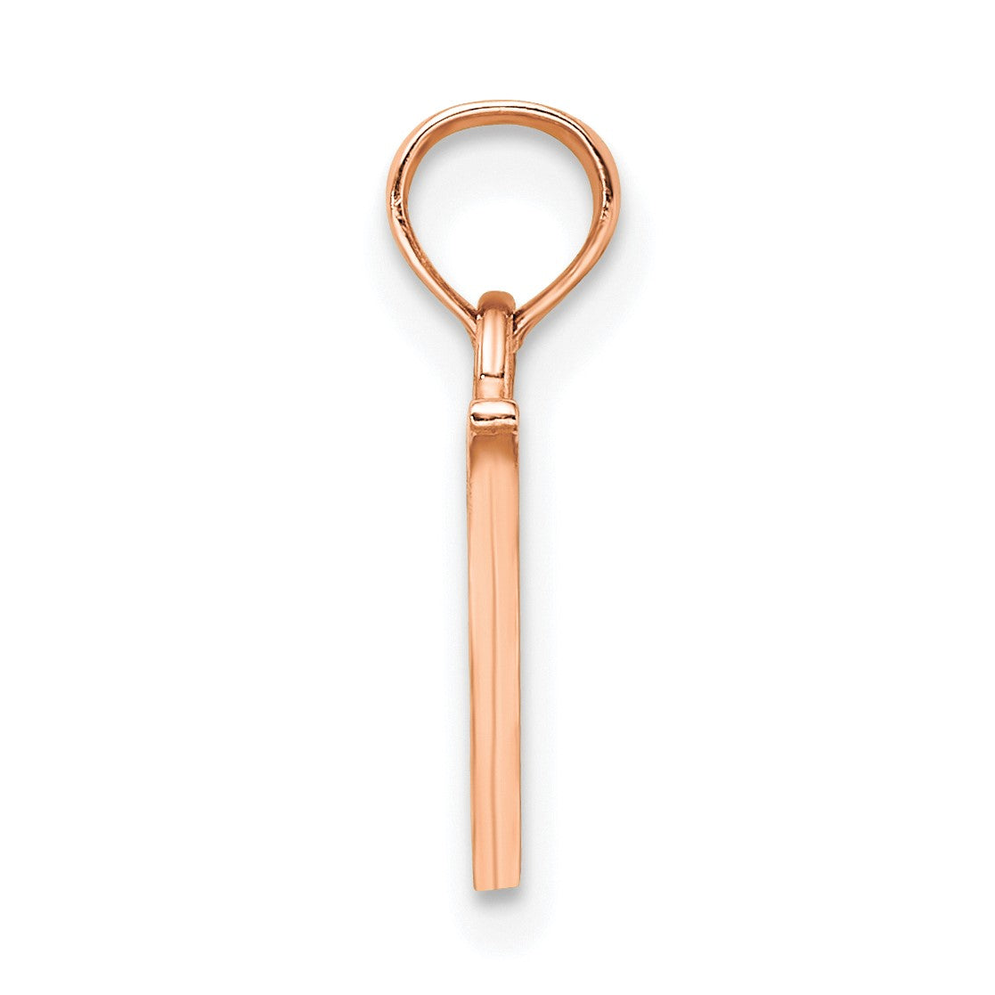 14K Rose Gold Polished Block Letter V Initial Pendant