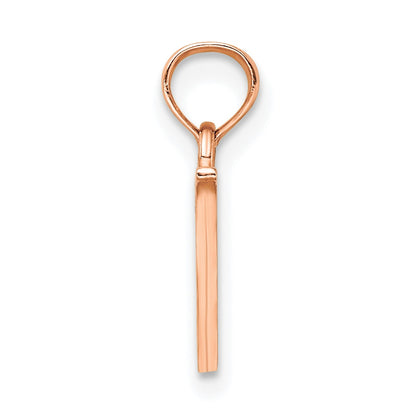 14K Rose Gold Polished Block Letter V Initial Pendant