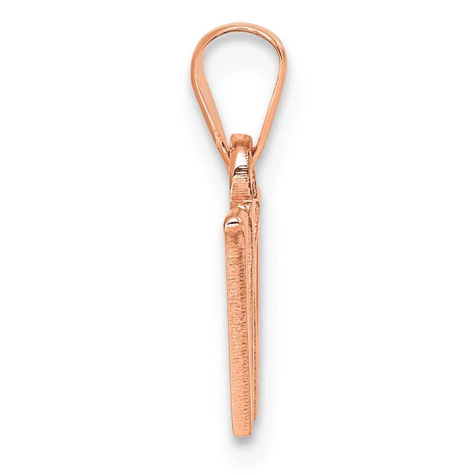 14K Rose Gold Polished Block Letter W Initial Pendant