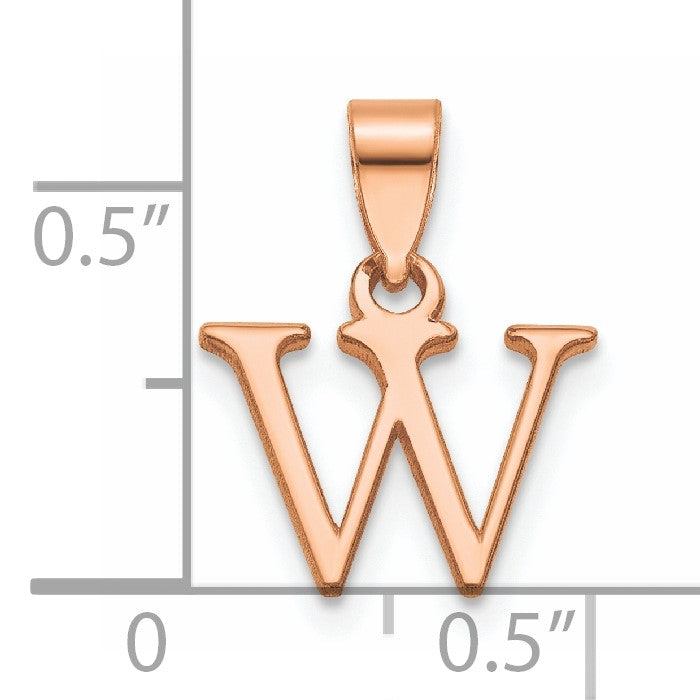 14K Rose Gold Polished Block Letter W Initial Pendant