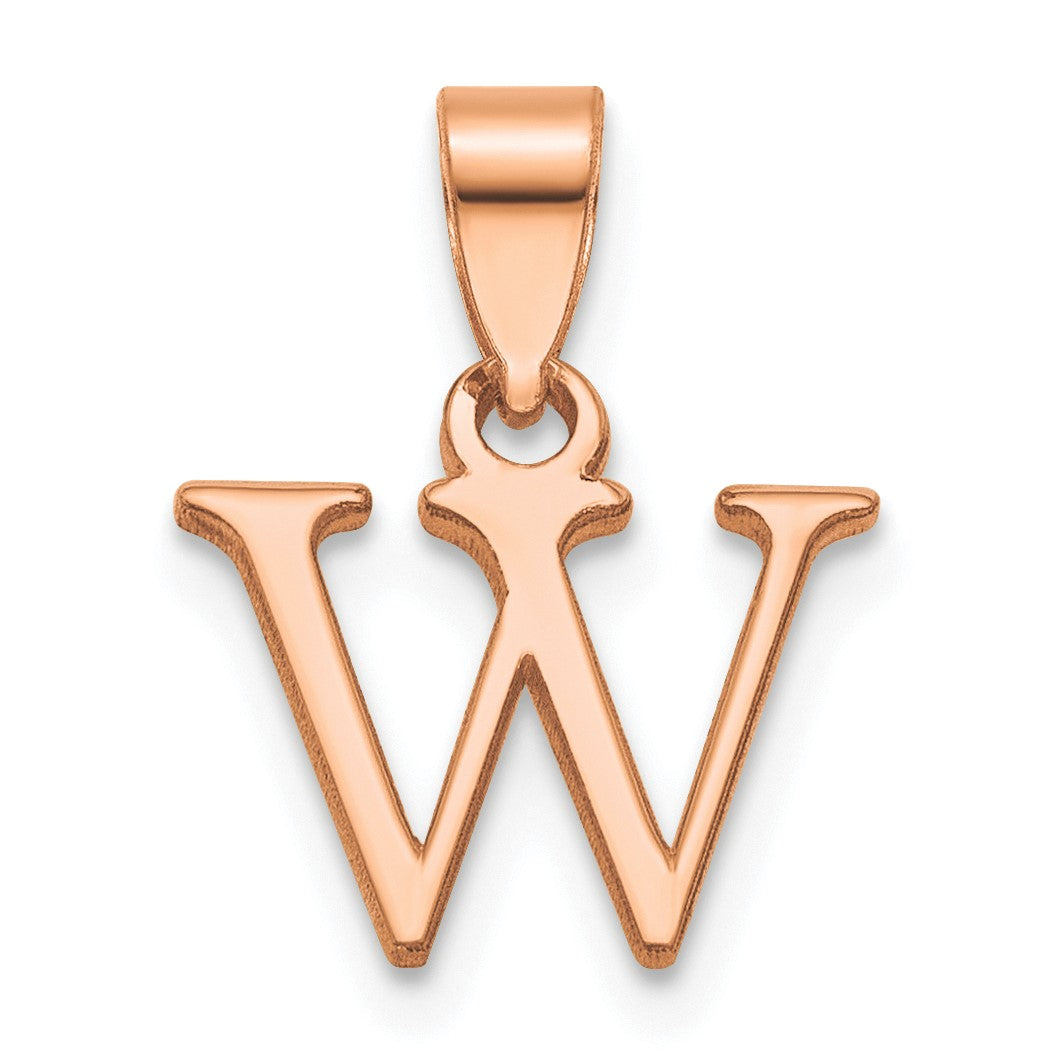 14K Rose Gold Polished Block Letter W Initial Pendant
