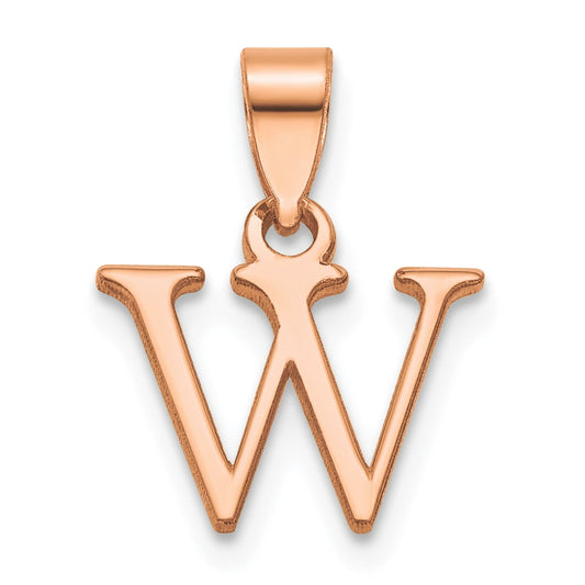 14K Rose Gold Polished Block Letter W Initial Pendant