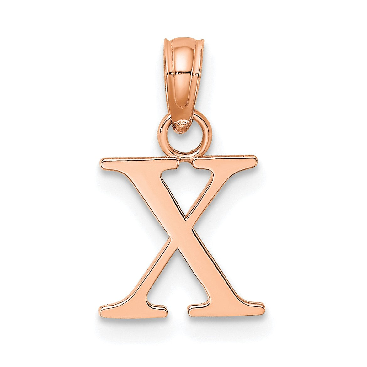14K Rose Gold Polished Block Letter X Initial Pendant