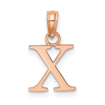 14K Rose Gold Polished Block Letter X Initial Pendant