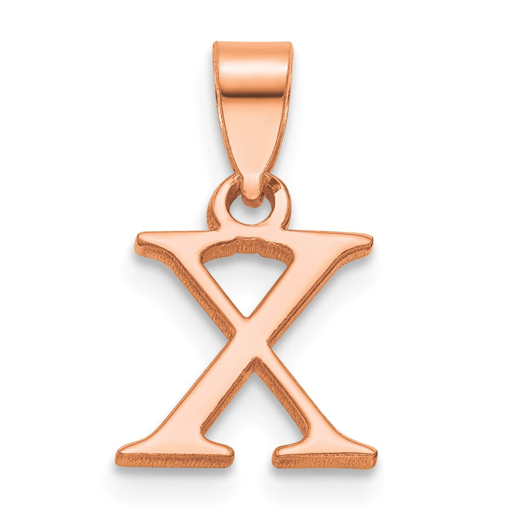 14K Rose Gold Polished Block Letter X Initial Pendant