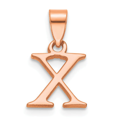 14K Rose Gold Polished Block Letter X Initial Pendant