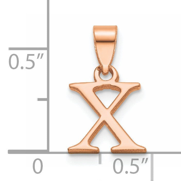 14K Rose Gold Polished Block Letter X Initial Pendant