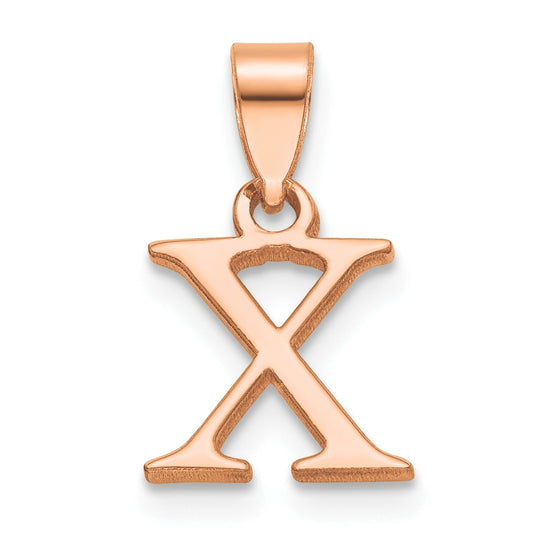 14K Rose Gold Polished Block Letter X Initial Pendant