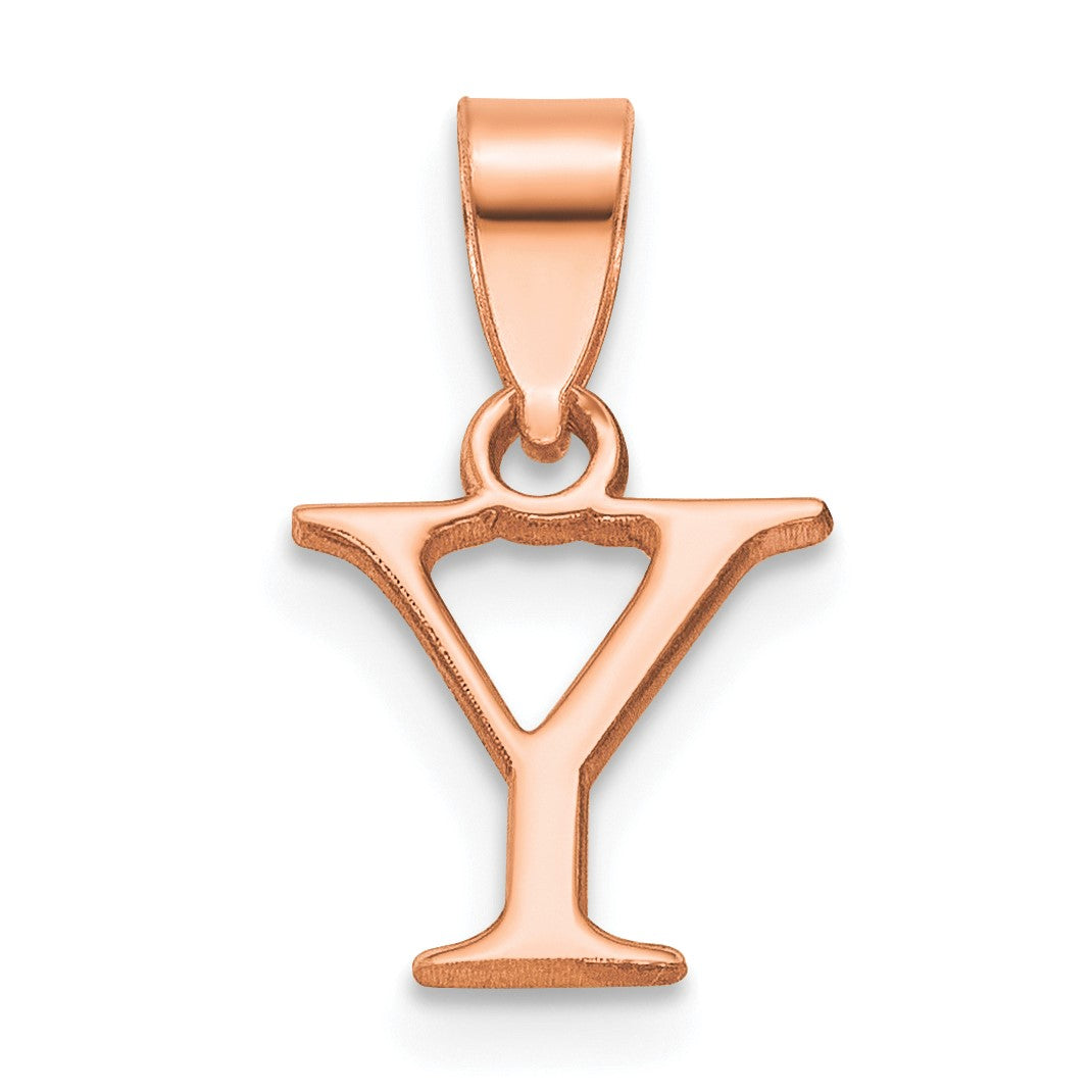 14K Rose Gold Polished Block Letter Y Initial Pendant