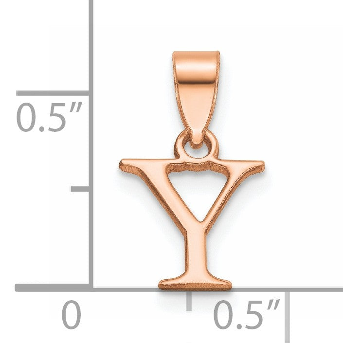 14K Rose Gold Polished Block Letter Y Initial Pendant