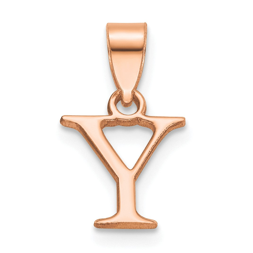14K Rose Gold Polished Block Letter Y Initial Pendant