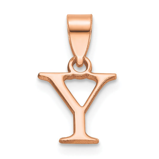 14K Rose Gold Polished Block Letter Y Initial Pendant