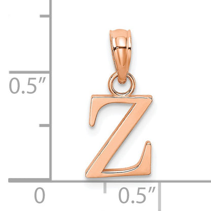 14K Rose Gold Polished Block Letter Z Initial Pendant