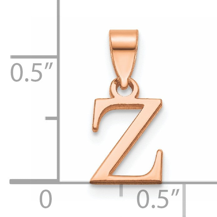 14K Rose Gold Polished Block Letter Z Initial Pendant