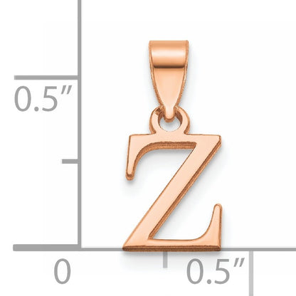 14K Rose Gold Polished Block Letter Z Initial Pendant
