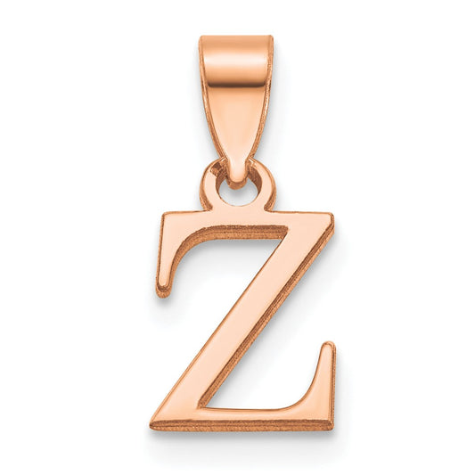 14K Rose Gold Polished Block Letter Z Initial Pendant