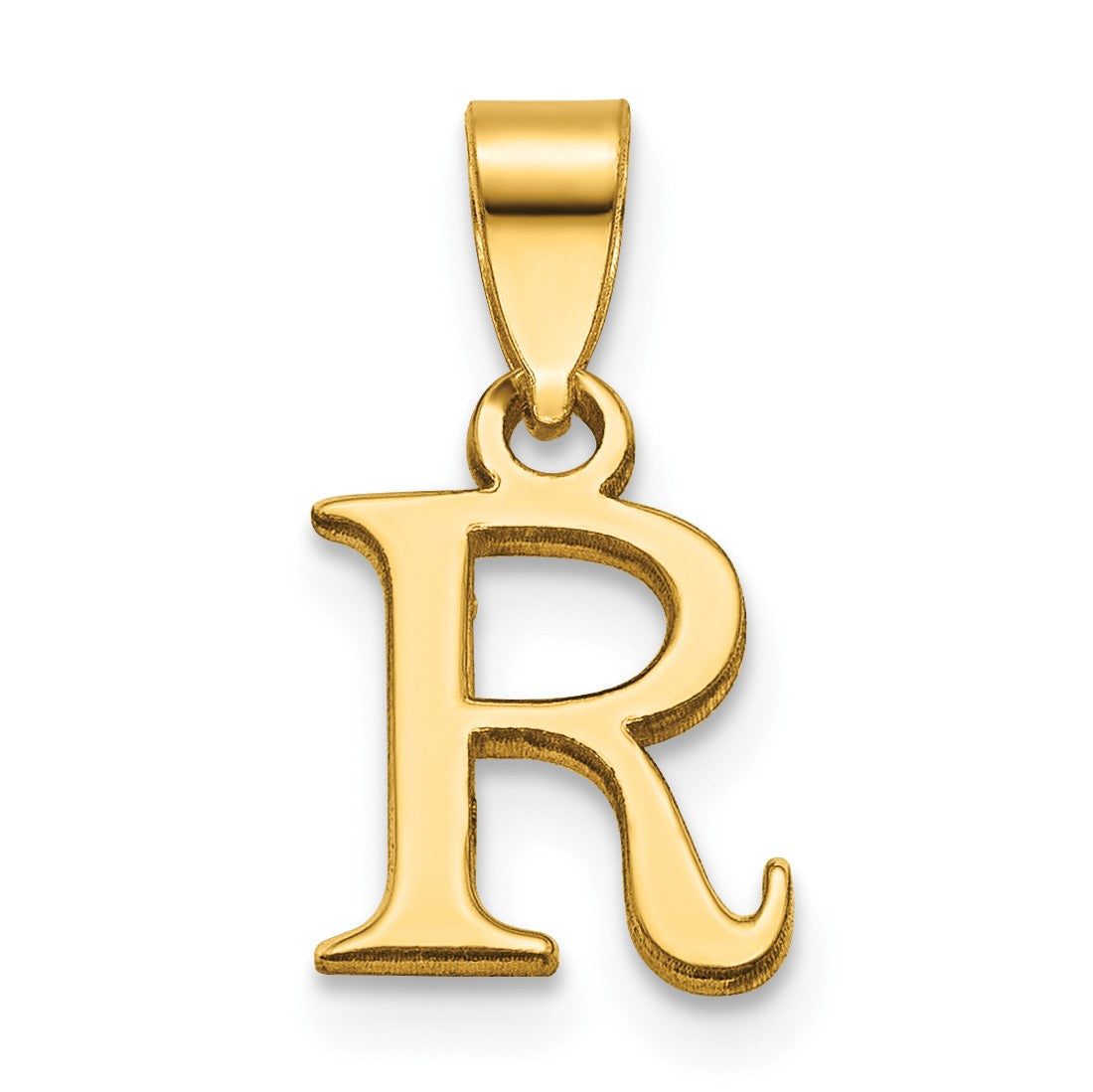 14K Polished Block Letter R Initial Pendant