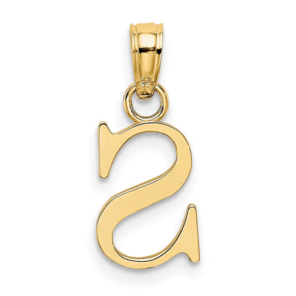 14K Polished Block Letter S Initial Pendant