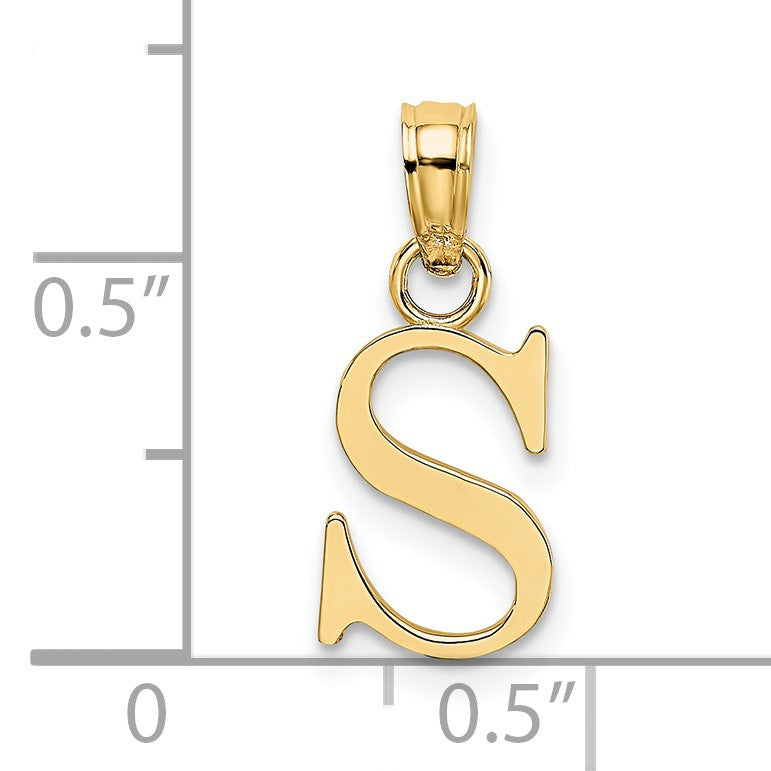 14K Polished Block Letter S Initial Pendant