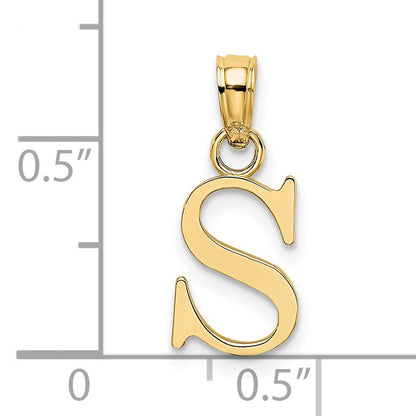 14K Polished Block Letter S Initial Pendant