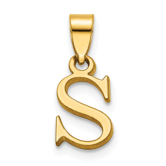 14K Polished Block Letter S Initial Pendant