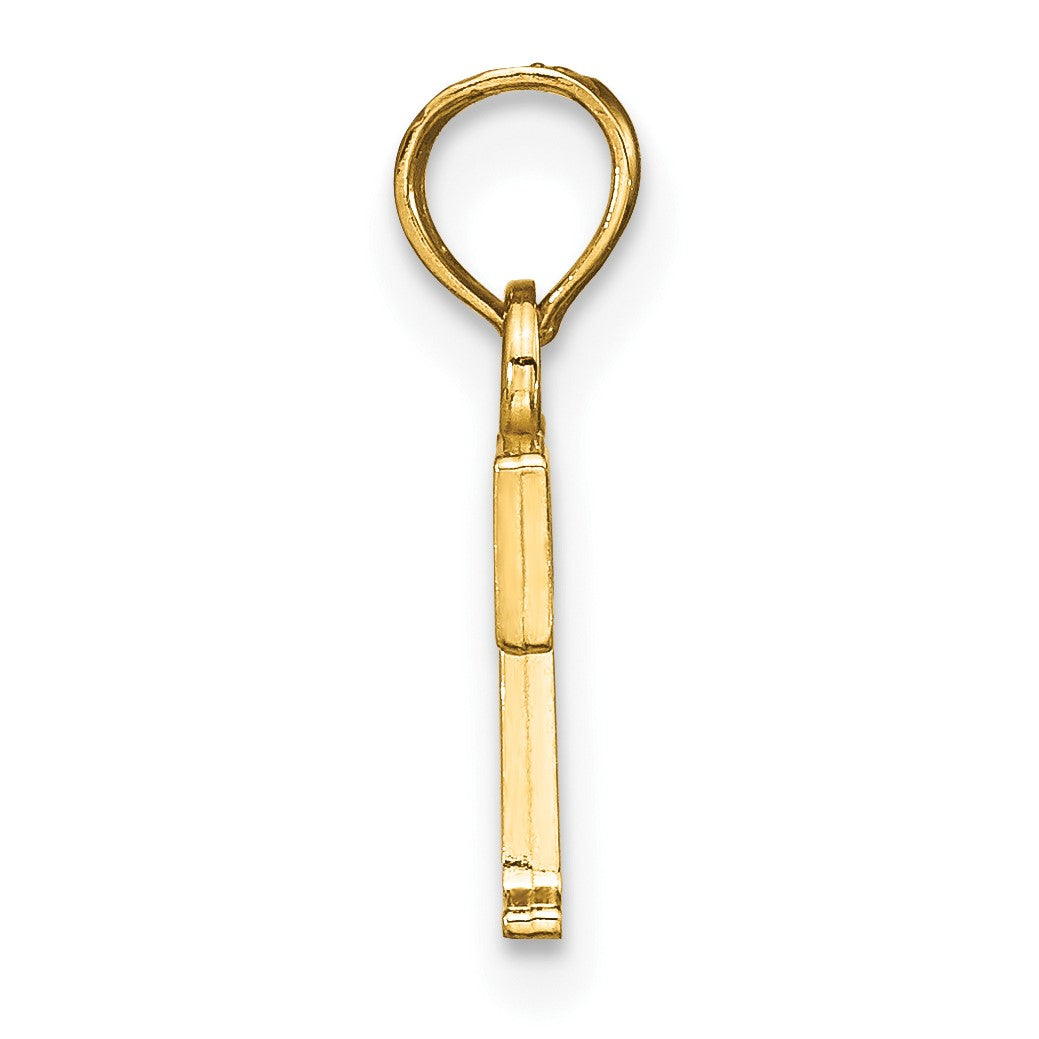 14k Polished Block Letter T Initial Pendant