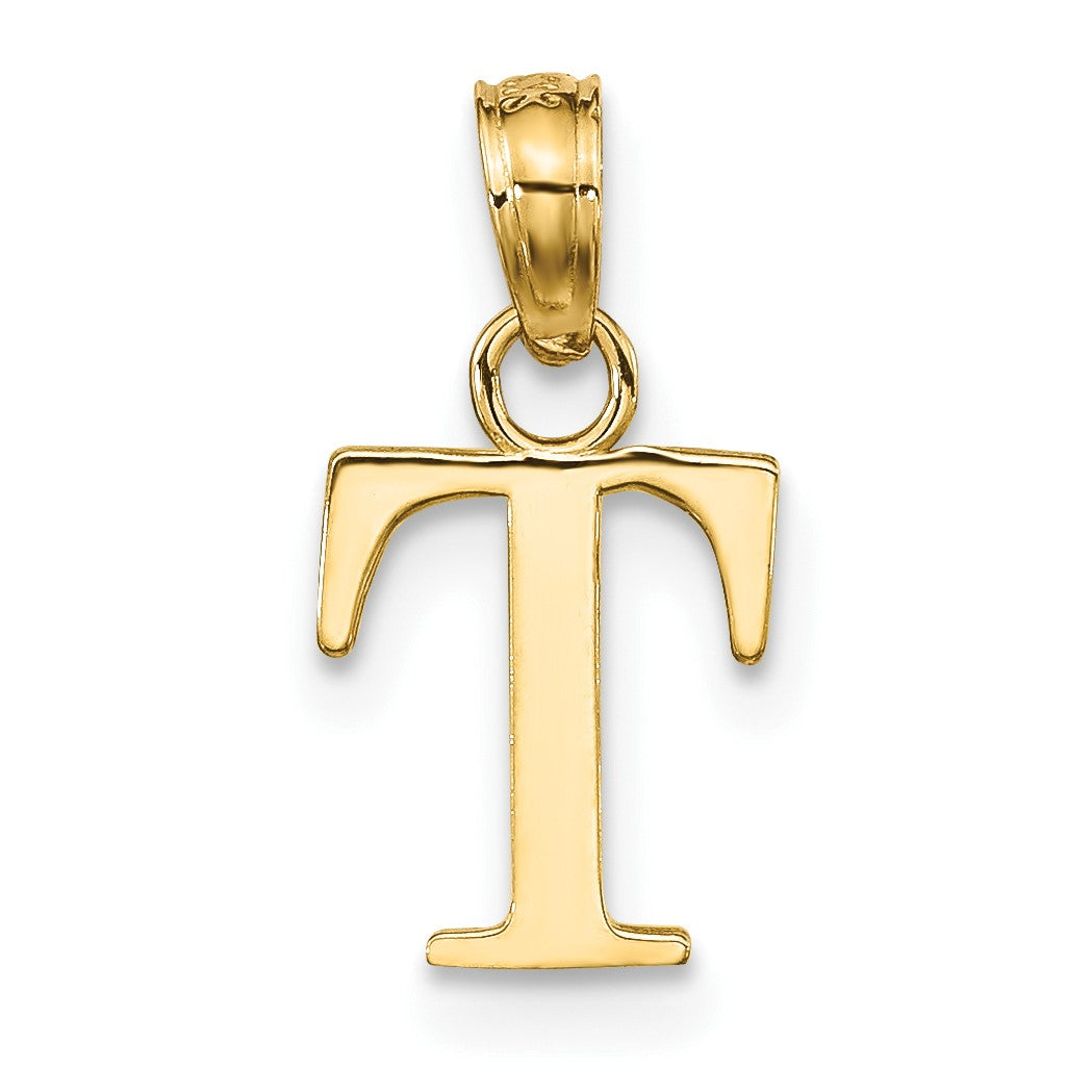 14k Polished Block Letter T Initial Pendant