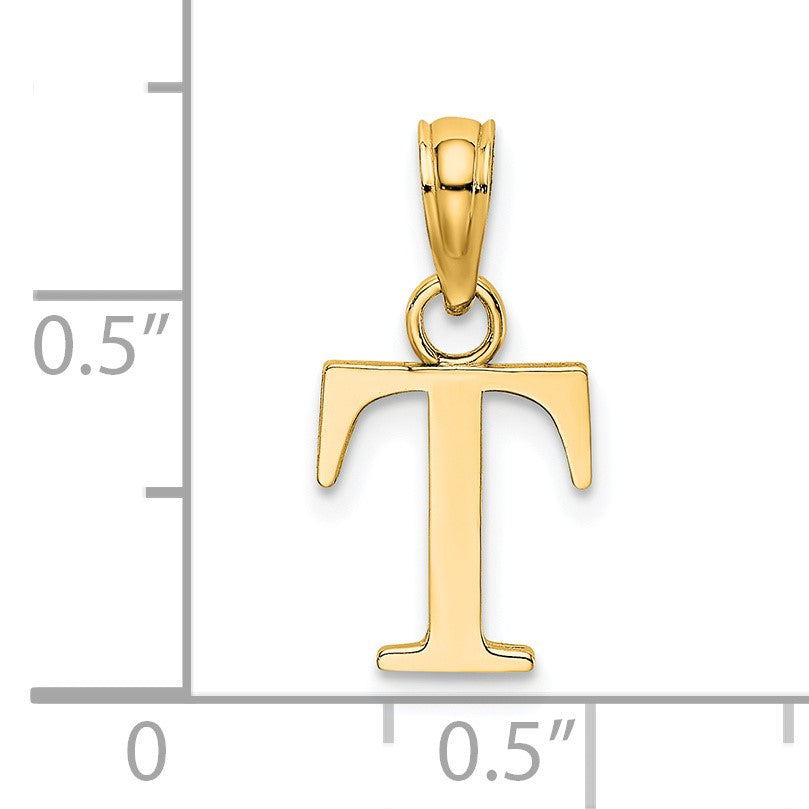 14k Polished Block Letter T Initial Pendant