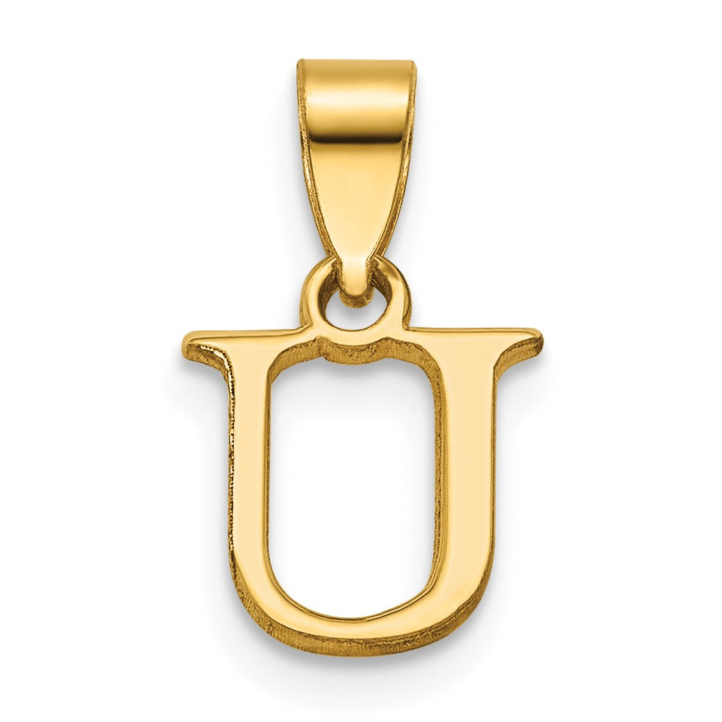 14K Polished Block Letter U Initial Pendant